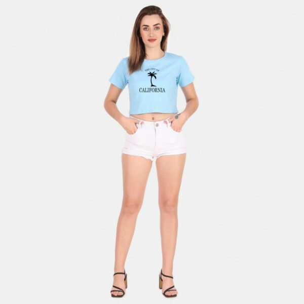 Printed 195 GSM Bio Wash and Enzyme Washed 100% Cotton Printed Crop Top From TshirtsnTops